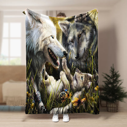 Wolves Native American Pride CLA21100059F Sherpa Fleece Blanket