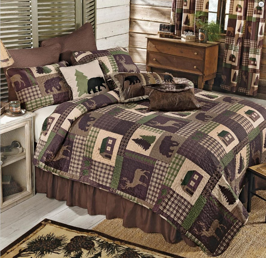 Woodland Cabin Wildlife CLA0410313B Quilt Bedding Set