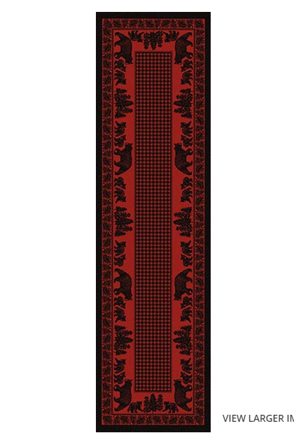 Woodland Bear Family Red CLM2110085R Runner Rug