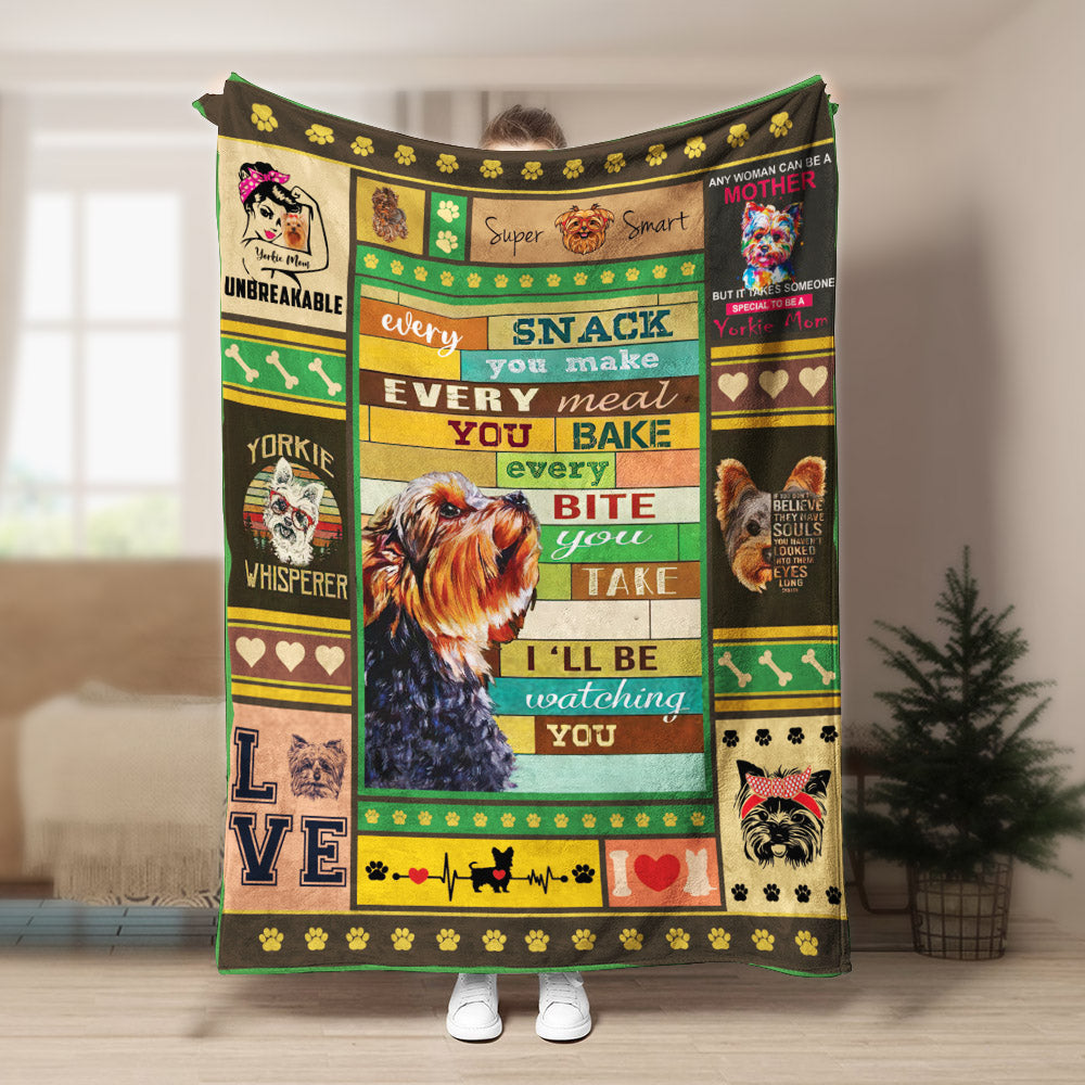 YORKIE I ll be watching you CLA1910122F Sherpa Fleece Blanket