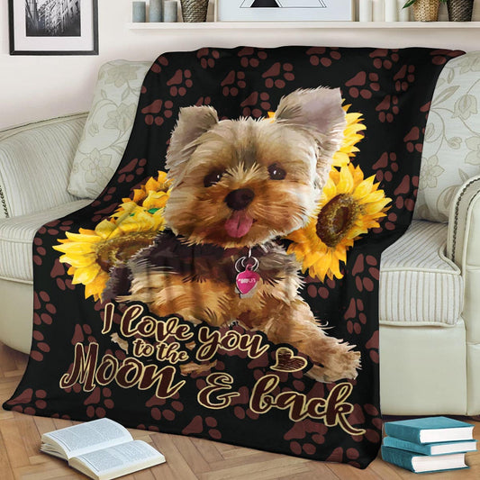YORKIE I love you to the moon and back CLA1910132F Sherpa Fleece Blanket