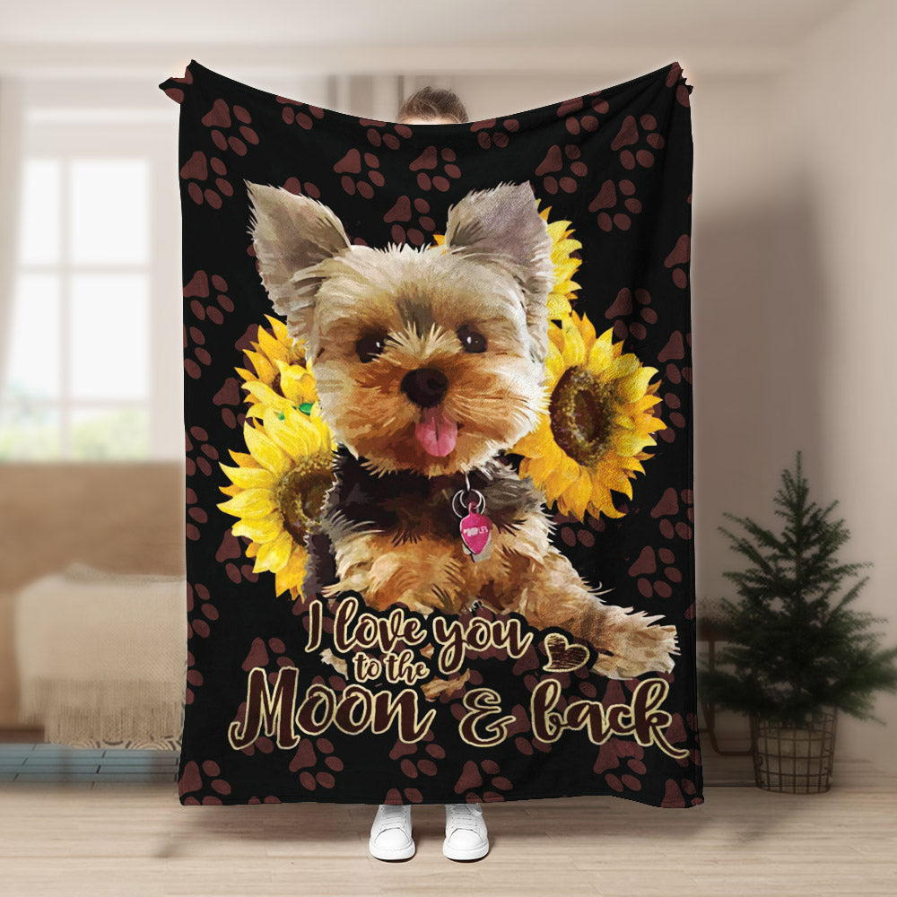 YORKIE I love you to the moon and back CLA1910132F Sherpa Fleece Blanket
