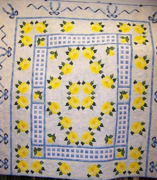 Yellow Rose Flower CLA1510500Q Quilt Blanket