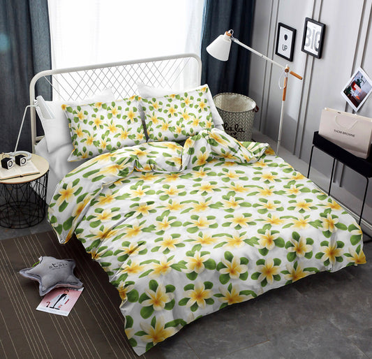 Yellow Plumeria Pattern Print Design CLA19101591B Bedding Sets