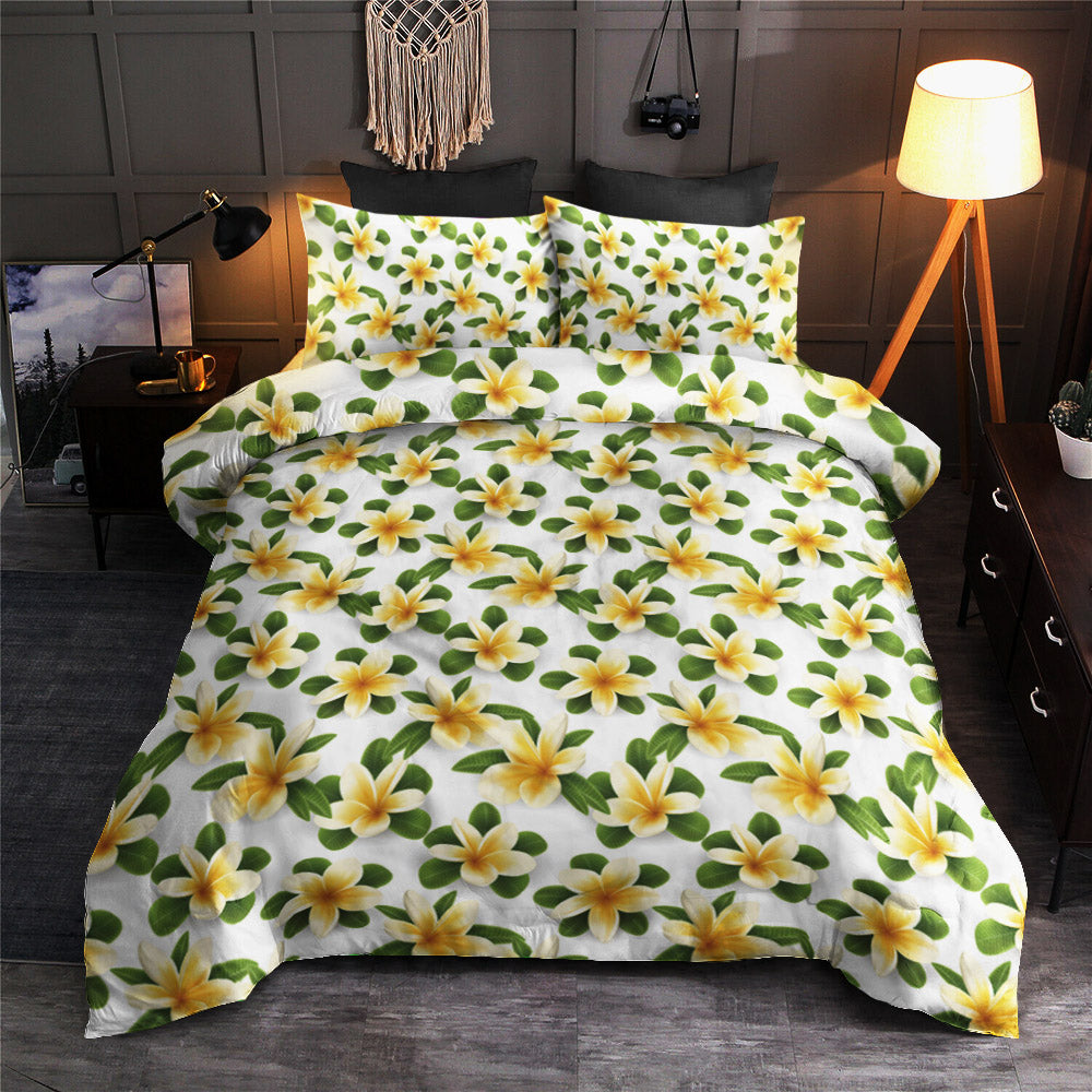 Yellow Plumeria Pattern Print Design CLA19101591B Bedding Sets