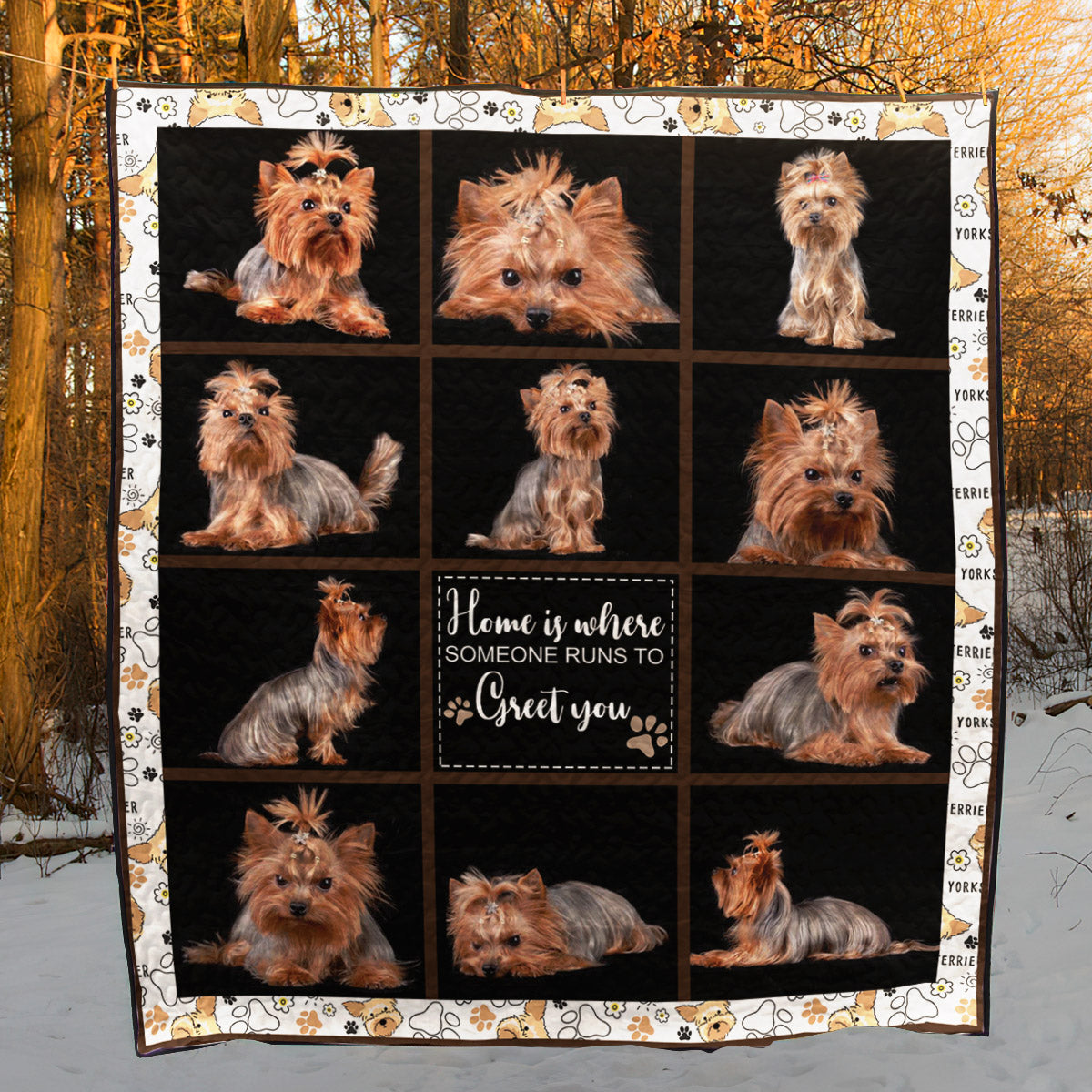 Yorkie CL22100567MDQ Quilt Blanket