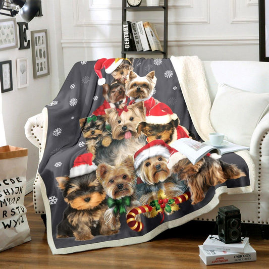 Yorkie Christmas Tree CG0711163TT Sherpa Fleece Blanket