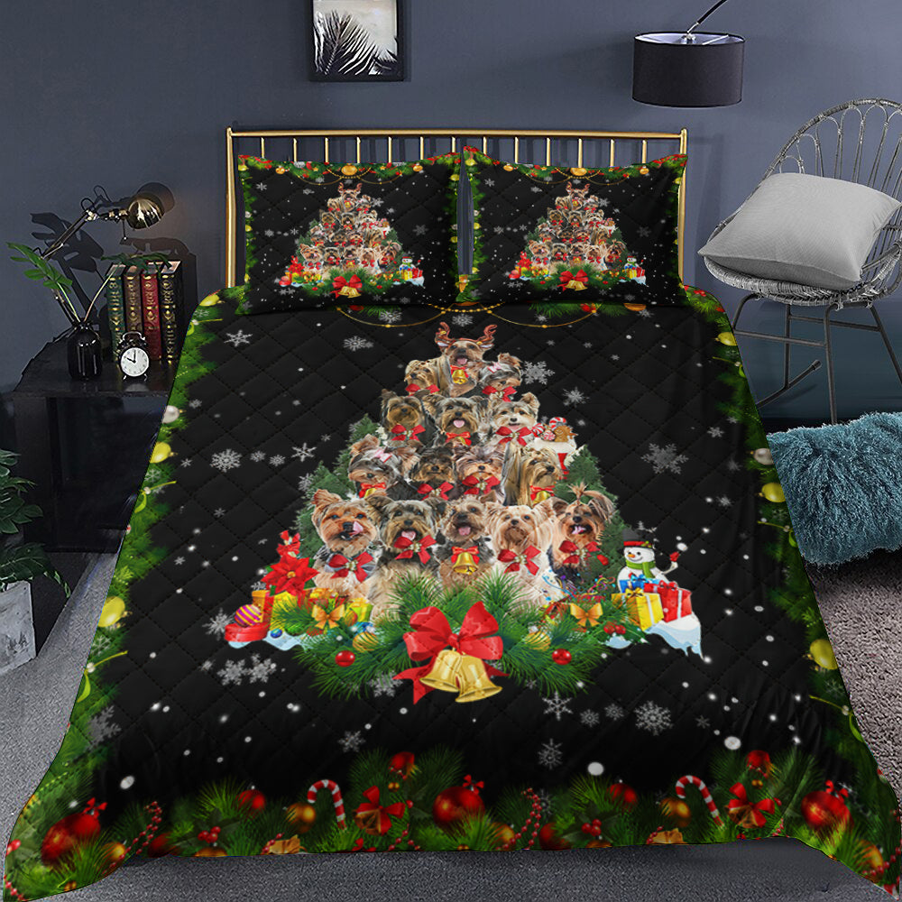 Yorkie Christmas Tree Quilt Bedding Set TL130913