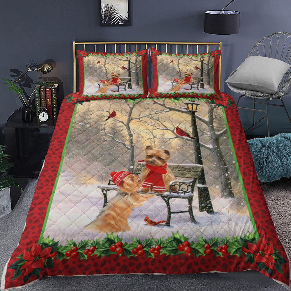 Yorkie Hello Winter Quilt Bedding Set MT0210006