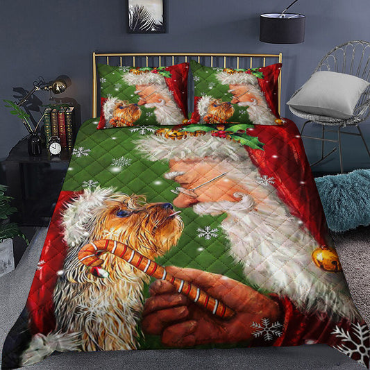 Yorkie Puppy Christmas Quilt Bedding Set TL150912