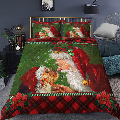 Yorkie Puppy Smile With Santa Claus Quilt Bedding Set MT2209009