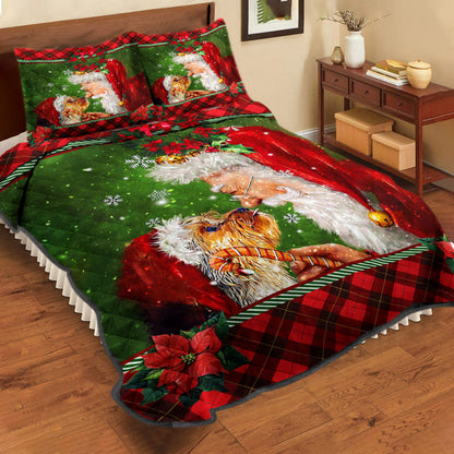 Yorkie Puppy Smile With Santa Claus Quilt Bedding Set MT2209009