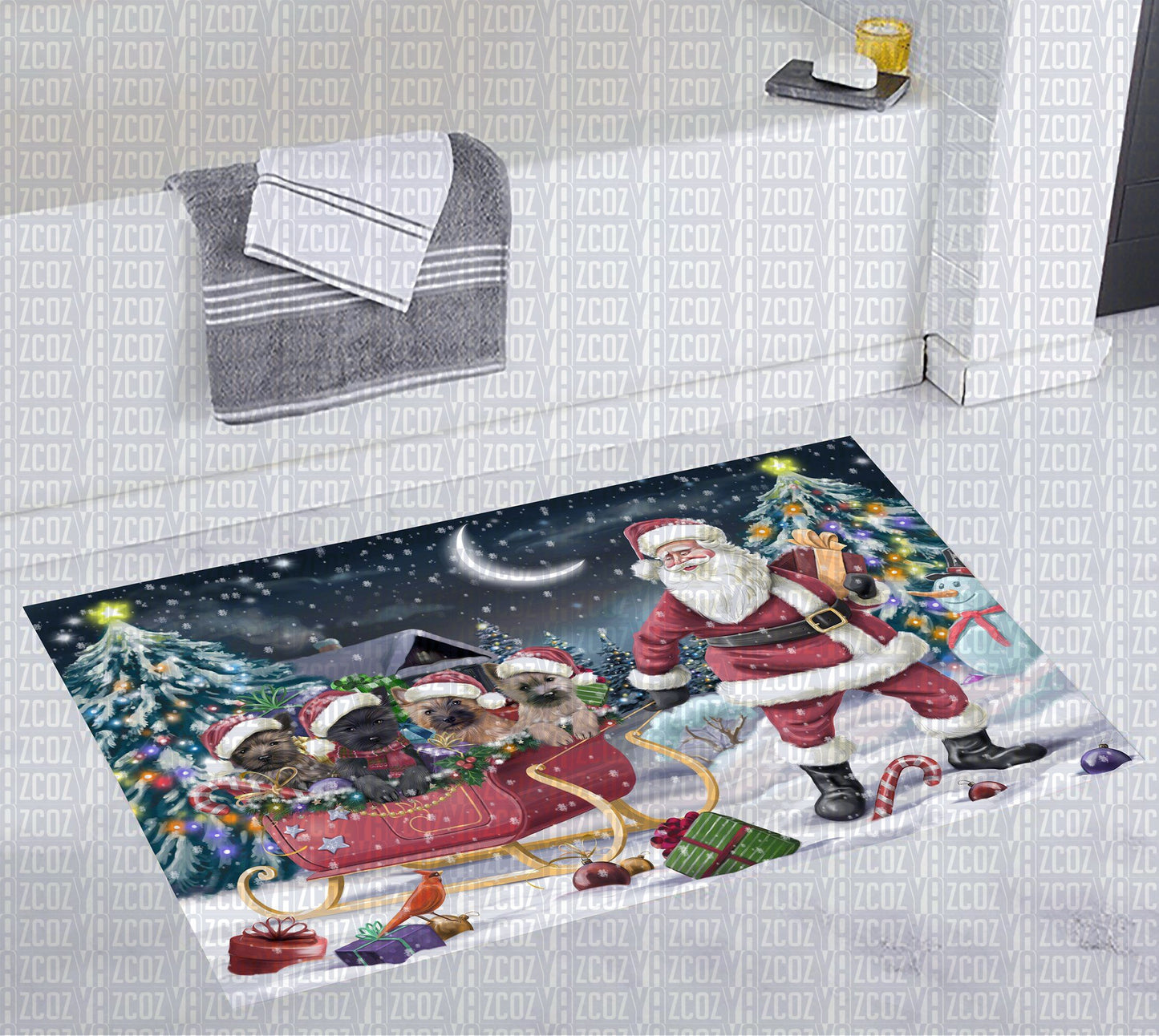 Yorkie Christmas CL20110741MDD Non-slip Door mats