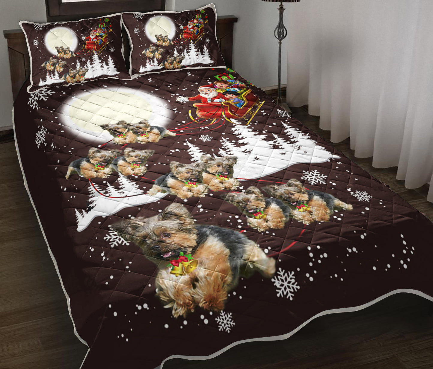 Yorkshire Terrier Christmas Night Quilt Bedding Set TL130907