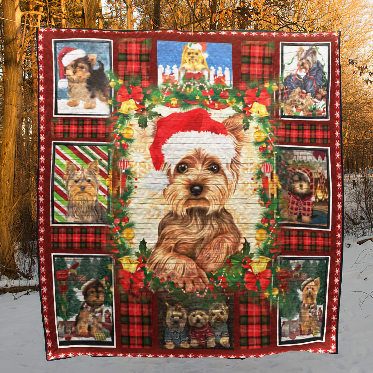 Yorkshire Terrier Dog Christmas CL14100549MDQ Quilt Blanket