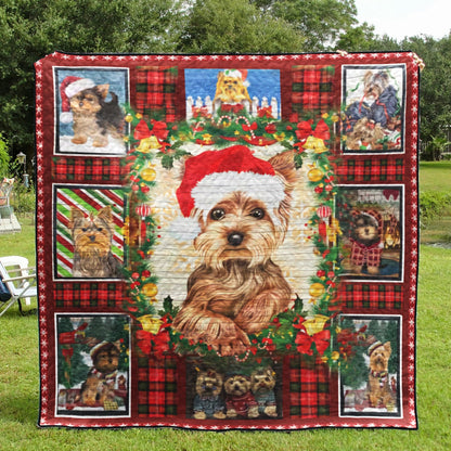 Yorkshire Terrier Dog Christmas CL14100549MDQ Quilt Blanket