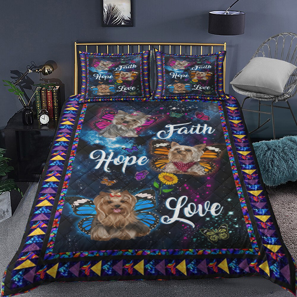 Yorkshire Terrier Faith Hope Love Quilt Bedding Set MN0210005