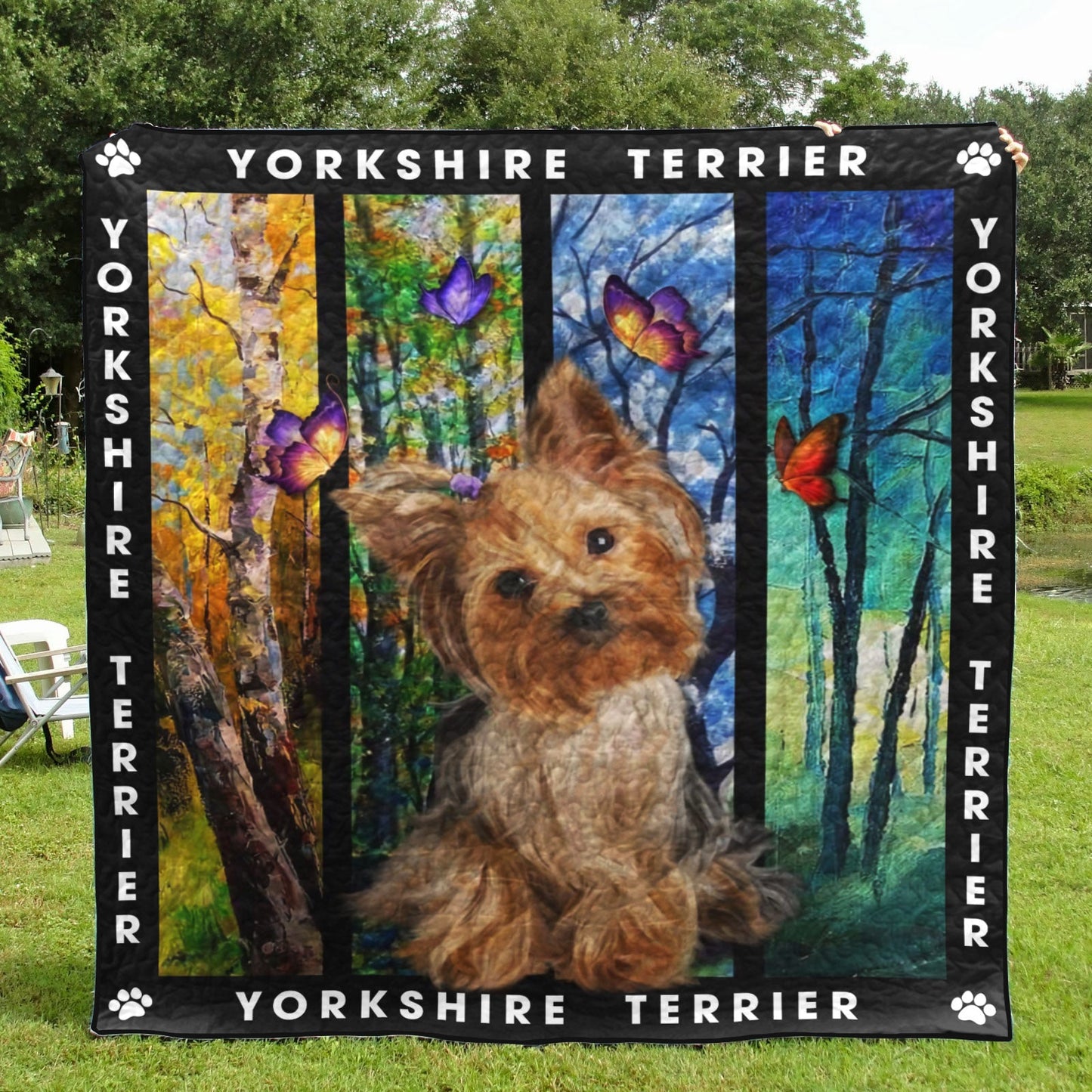 Yorkshire Terrier Four Seasons CL10100256MDQ Quilt Blanket