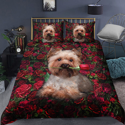 Yorkshire Terrier Rose Quilt Bedding Set TL270910