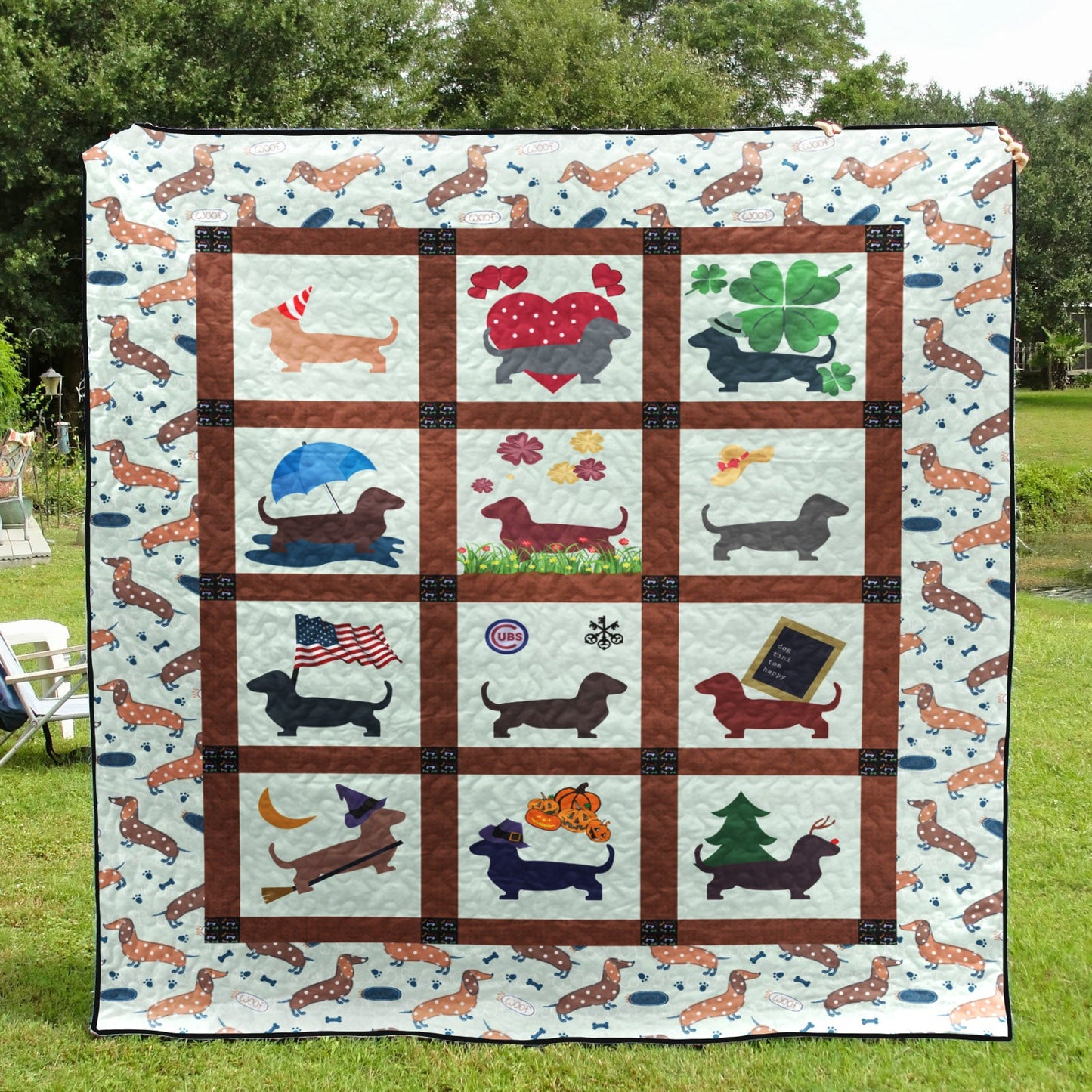 Dog Dachshund 1103 38 Quilt Blanket