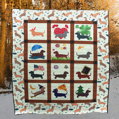 Dog Dachshund 1103 38 Quilt Blanket