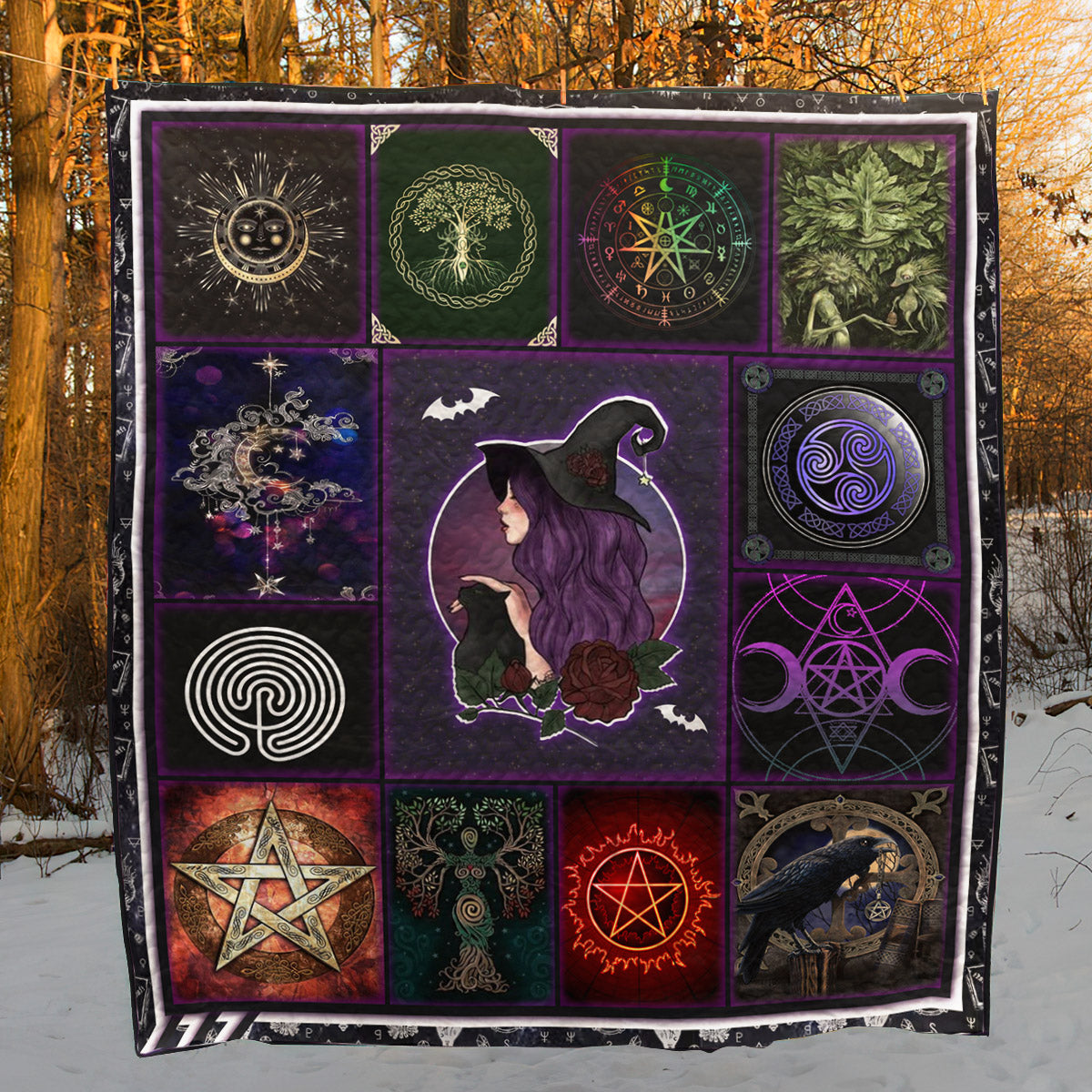 Pagan Symbols Wicca CL110607 Quilt Blanket