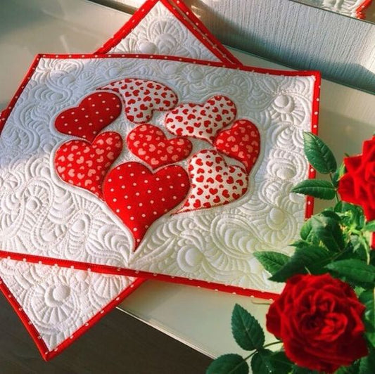 Heart CLA120324155 Quilted Placemats