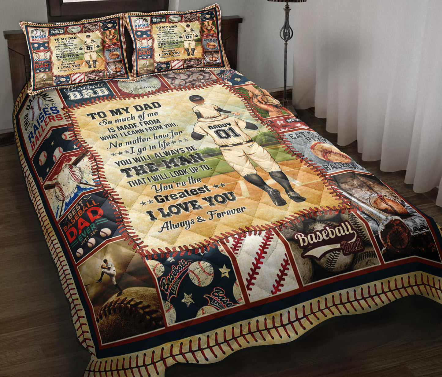 Best Baseball Dad Ever - Happy Father's Day Quilt Bedding Set TL17042301QB