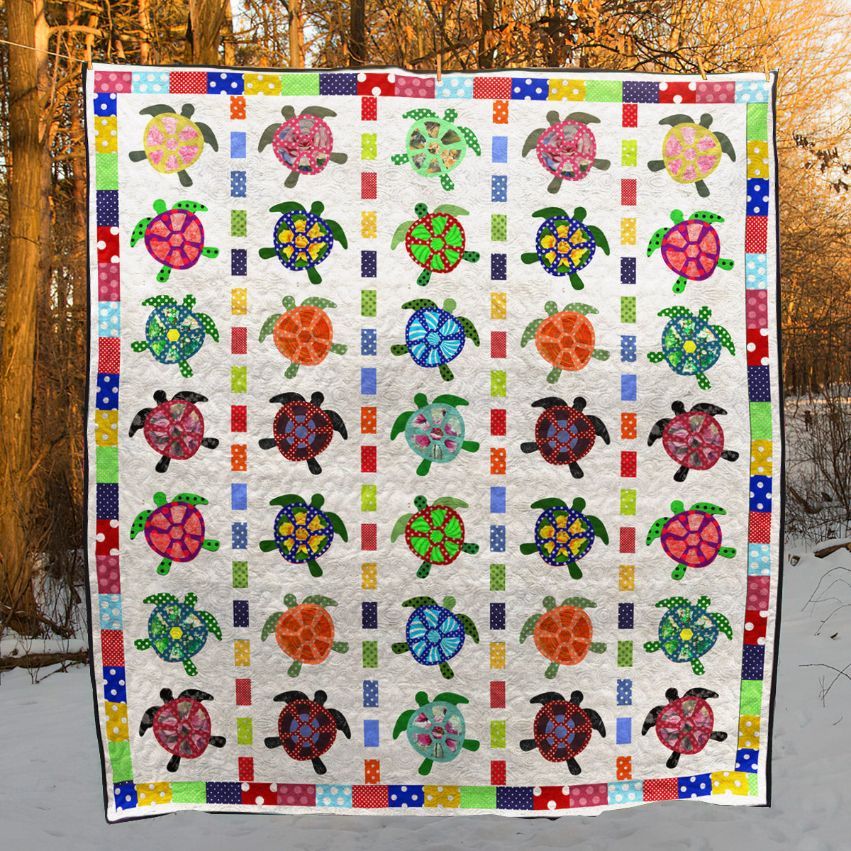 Colorful Turtles CLA0710262Q Quilt Blanket