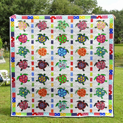 Colorful Turtles CLA0710262Q Quilt Blanket