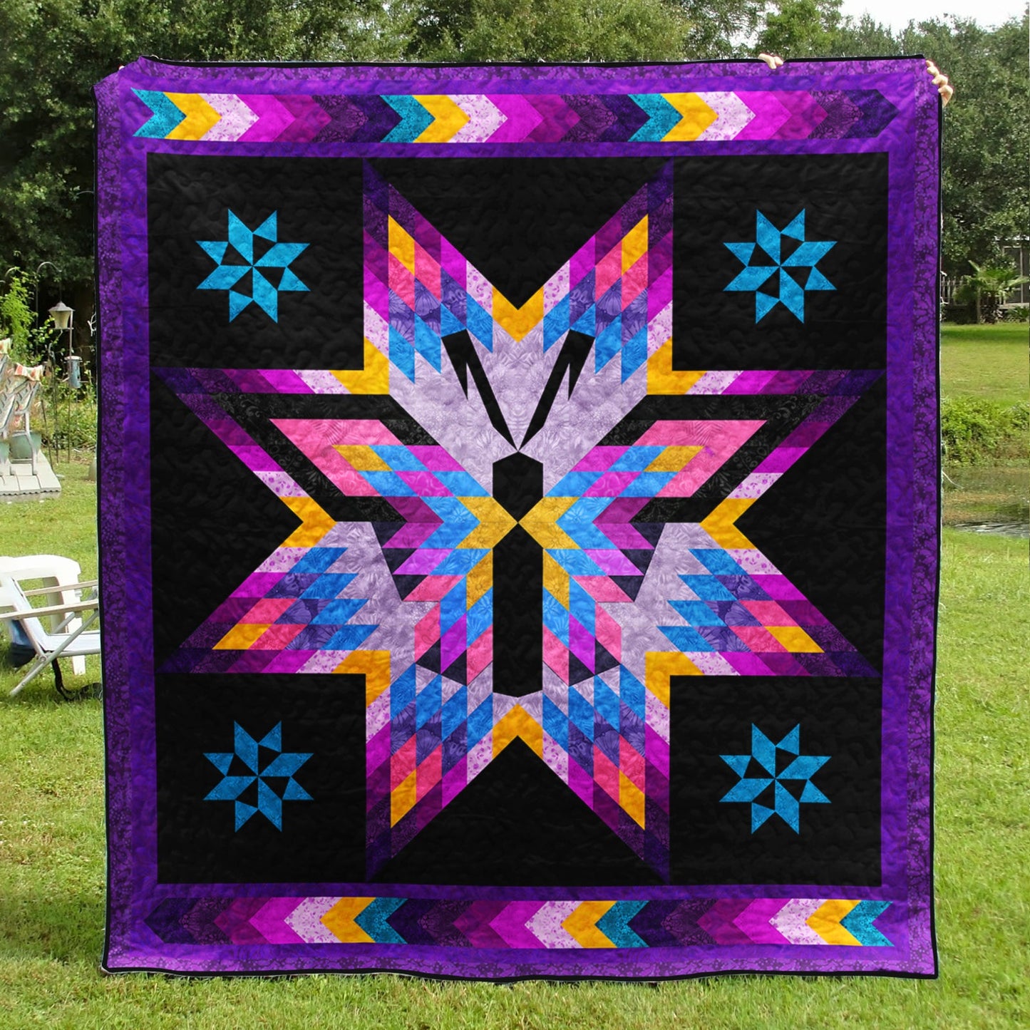 Butterfly Native American Inspired Star Art Quilt TL02082302BL