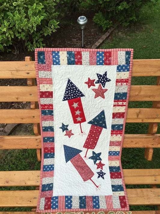 Patriotic Firework CLA130324073 Quilted Table Runner