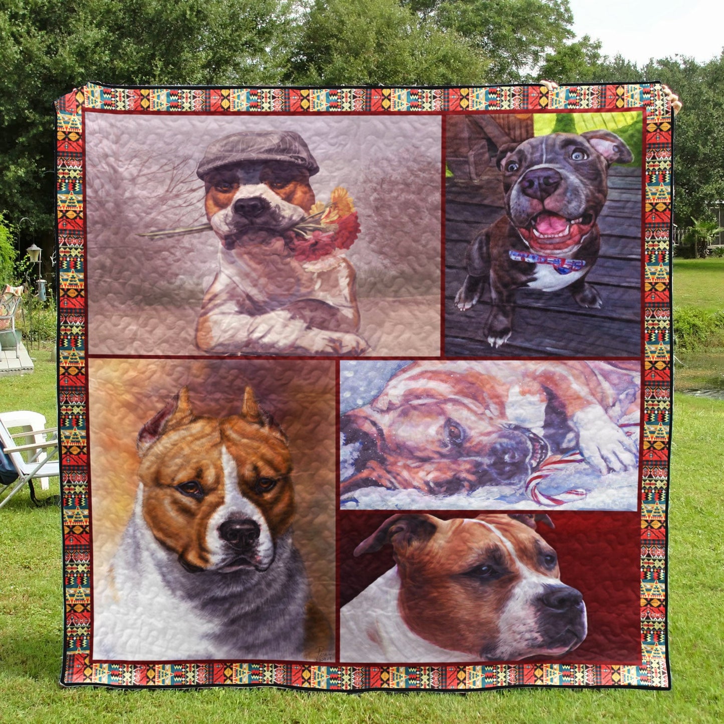 American Staffordshire Terrier Dog D8013 Quilt Blanket