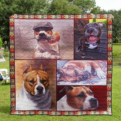 American Staffordshire Terrier Dog D8013 Quilt Blanket