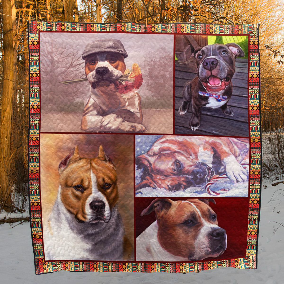 American Staffordshire Terrier Dog D8013 Quilt Blanket