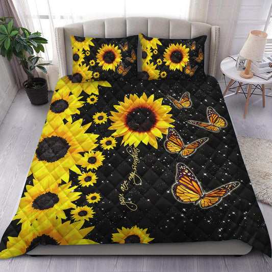 Sunflower Butterfly Quilt Bedding Set HM270901T