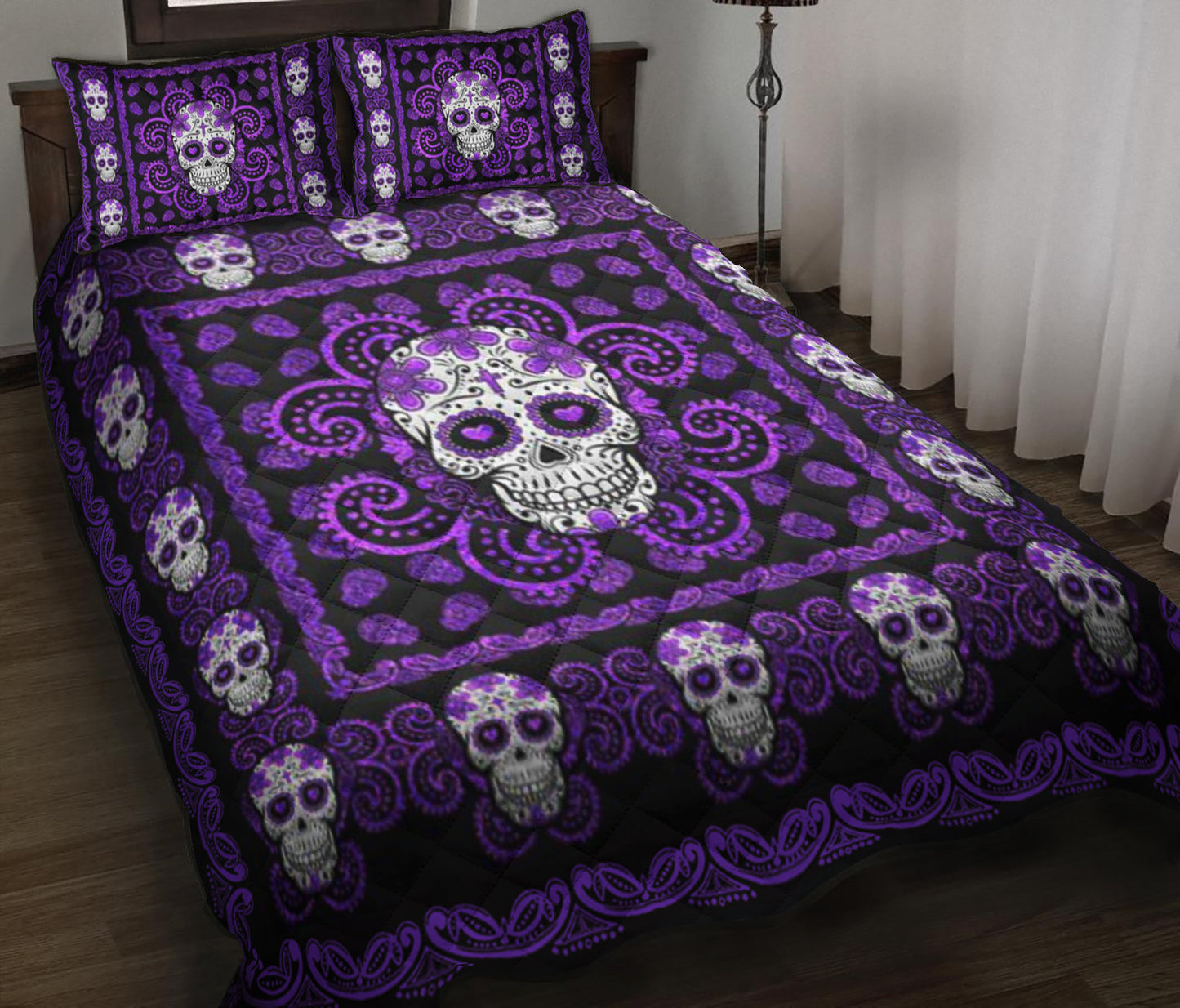 Sugar Skull Quilt Bedding Set HM130902T