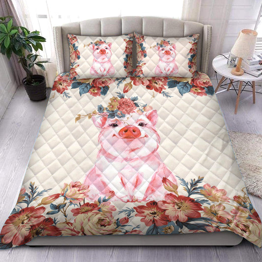 Pig Flower Quilt Bedding Set HM230902T