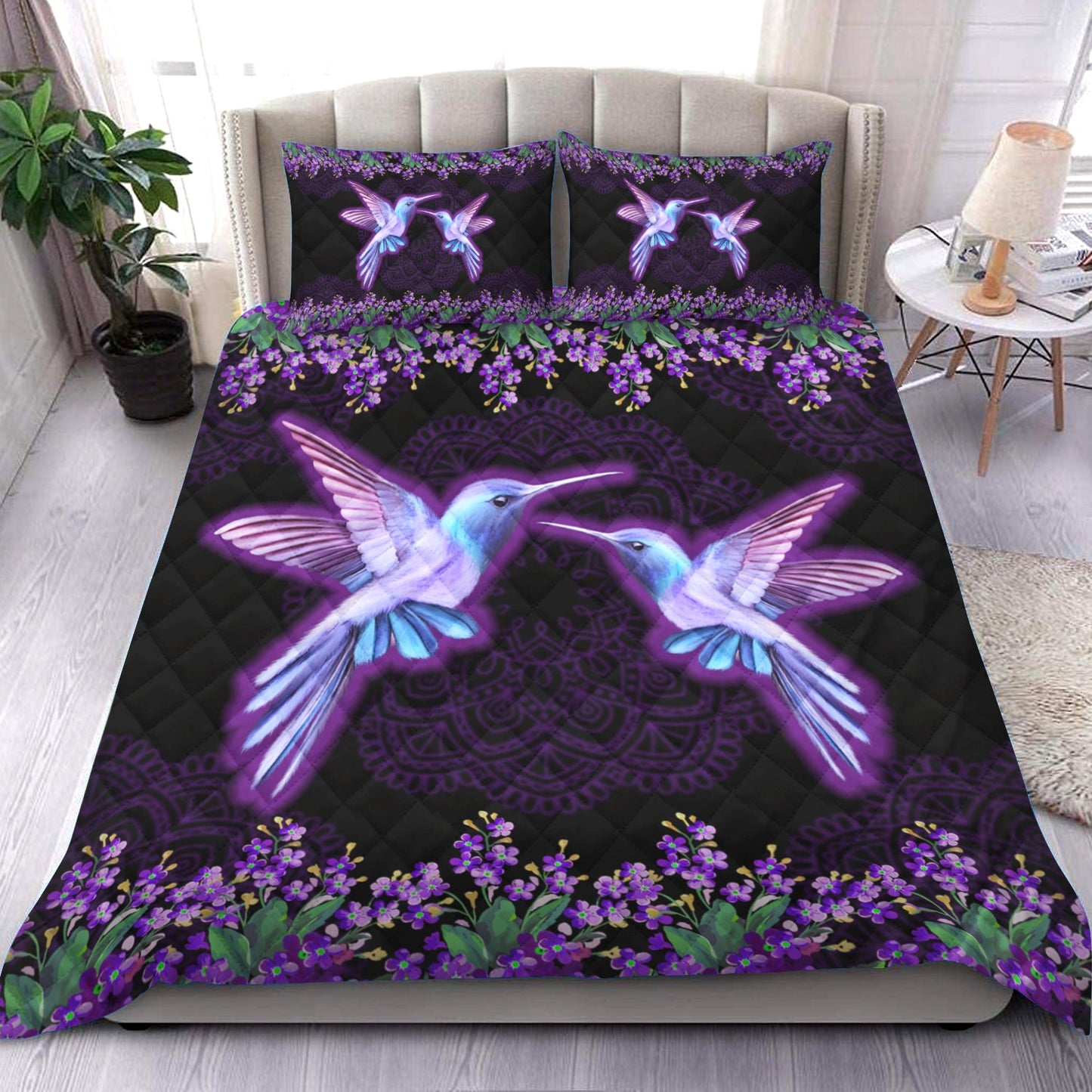 Hummingbird Floral Quilt Bedding Set HM220902T