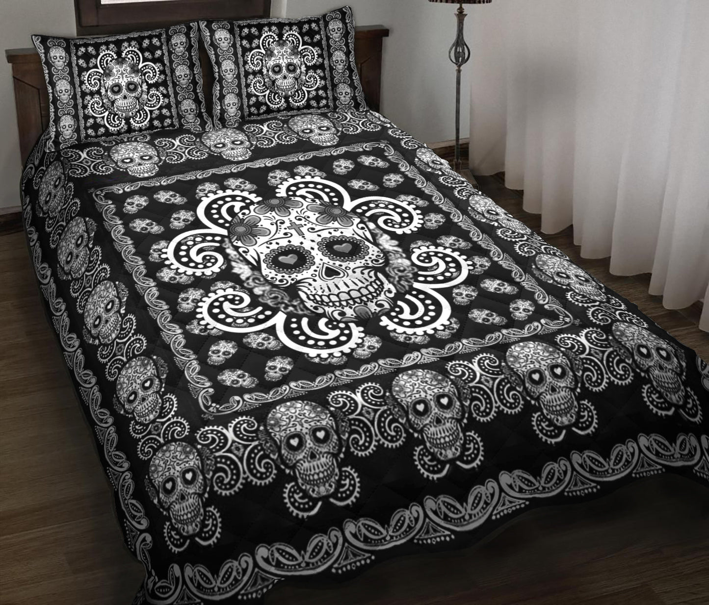 Sugar Skull Quilt Bedding Set HM130902T