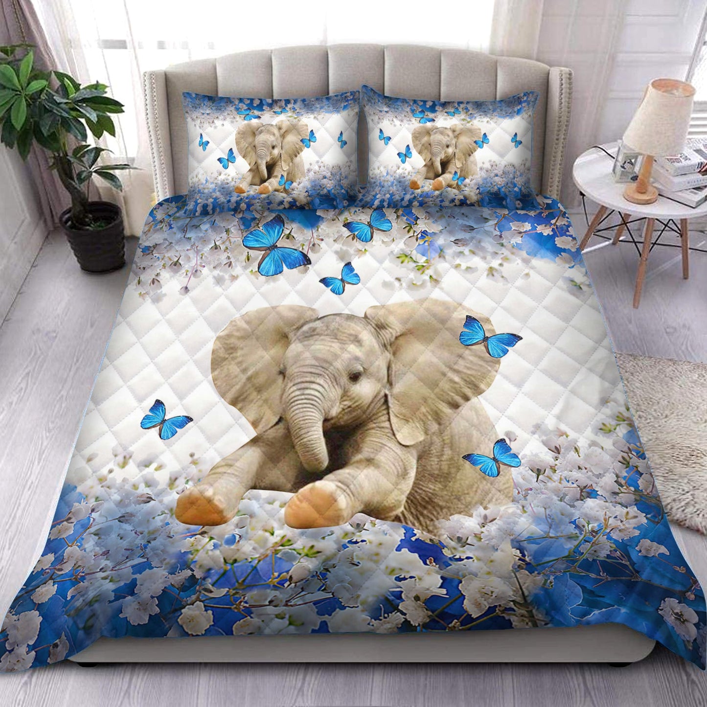 Elephant With Butterflies Quilt Bedding Set HM210903T