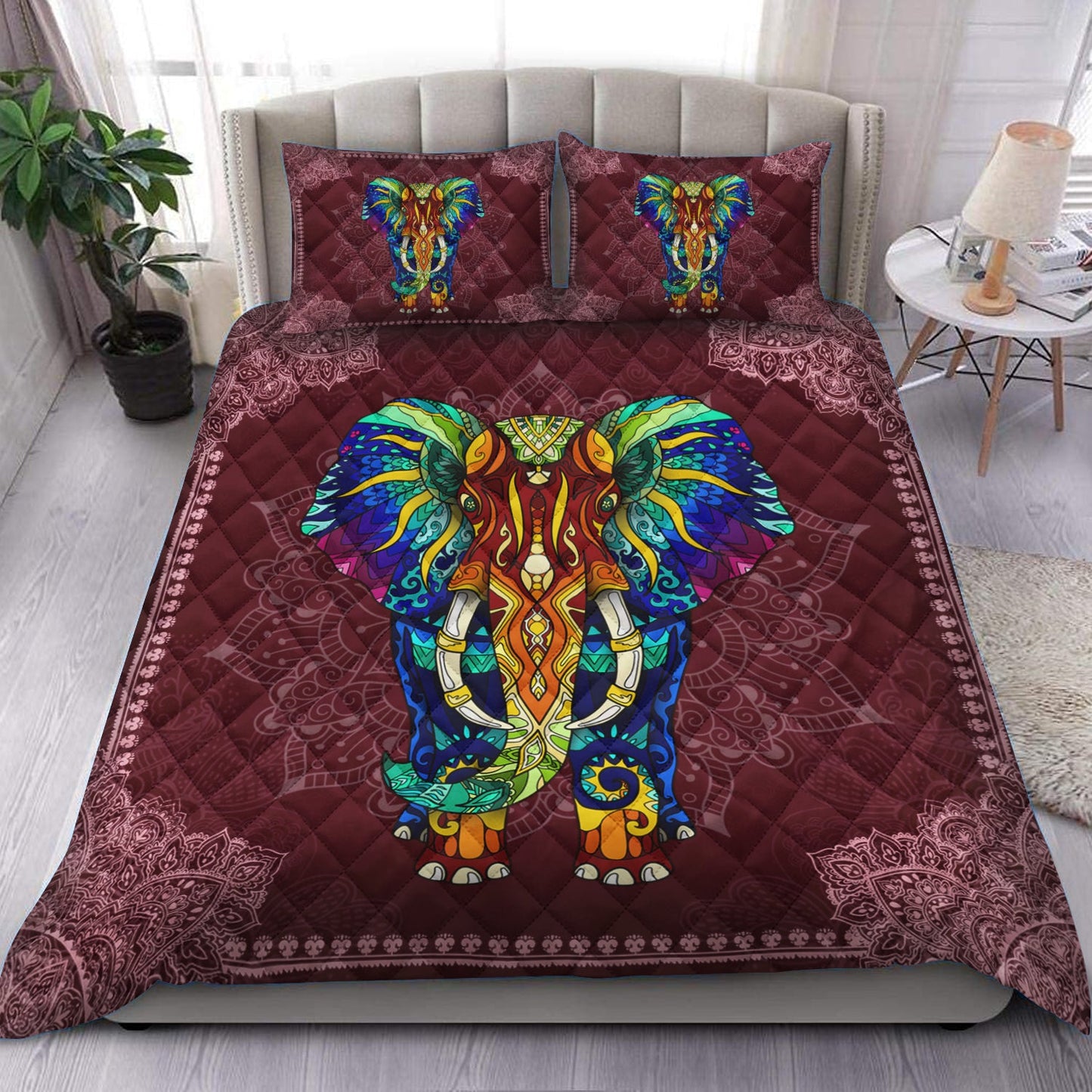 Elephant Mandala Quilt Bedding Set HM180903T