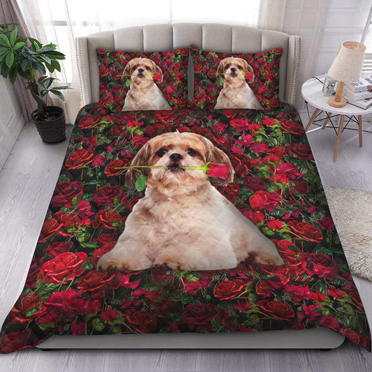 Shih Tzu Flower Quilt Bedding Set HM280905T