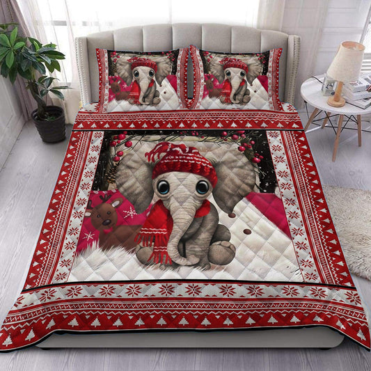 Christmas Elephant Quilt Bedding Set HN220901T