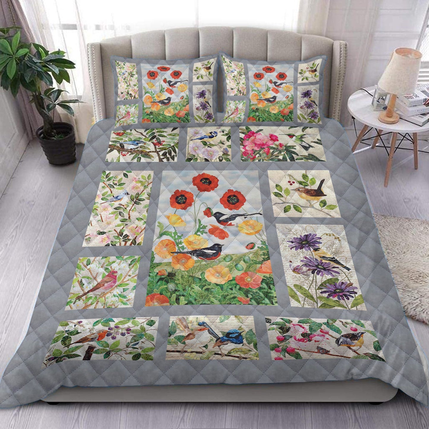 Flower And Bird Quilt Bedding Set HN150901T