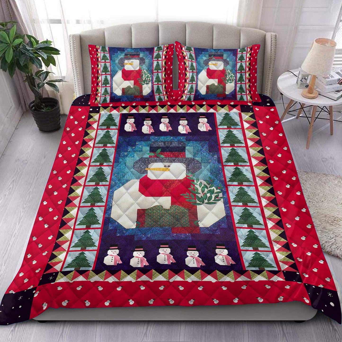 Snowman Quilt Bedding Set HN041001T