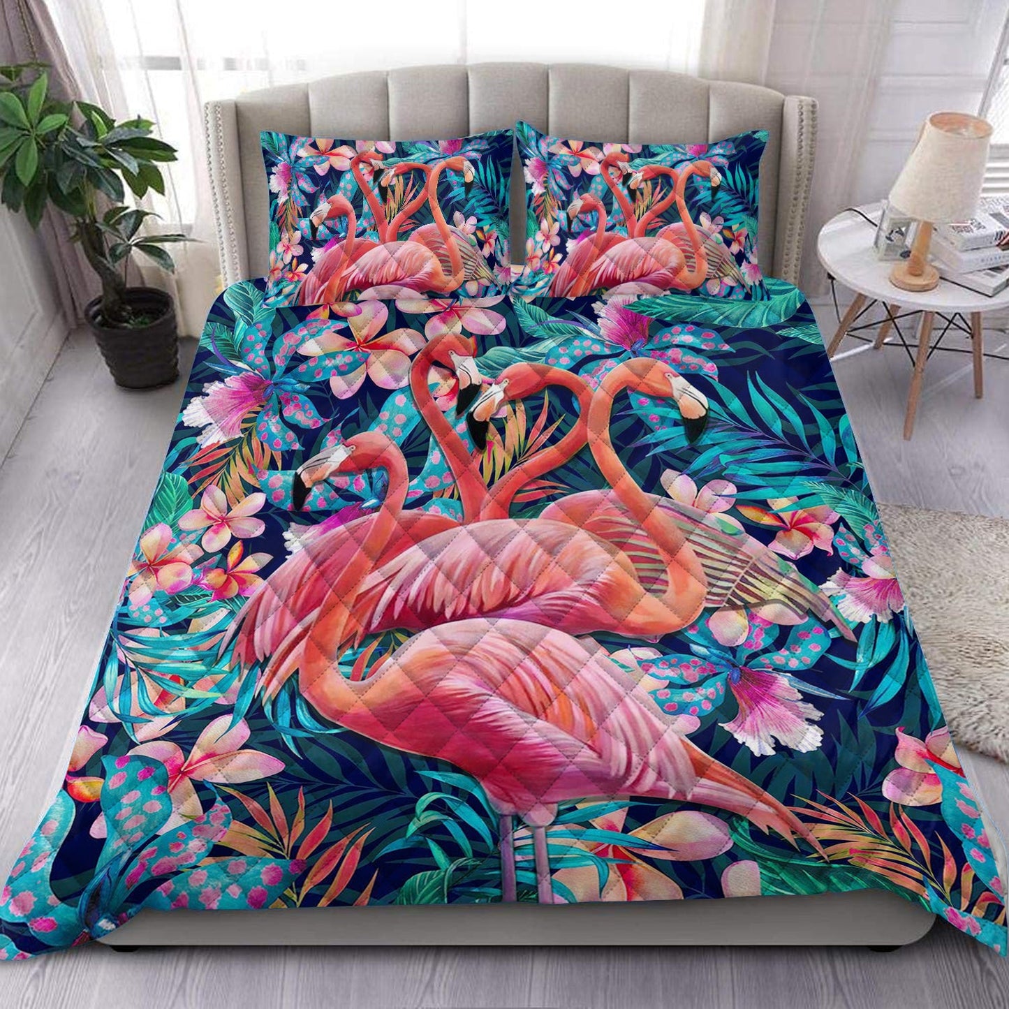 Tropical Flamingo Quilt Bedding Set HN240902T