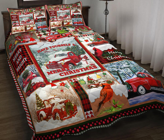 Red Truck Christmas Quilt Bedding Set HN130903T