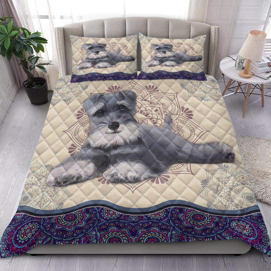 Mandala Miniature Schnauzer Quilt Bedding Set HN180903T