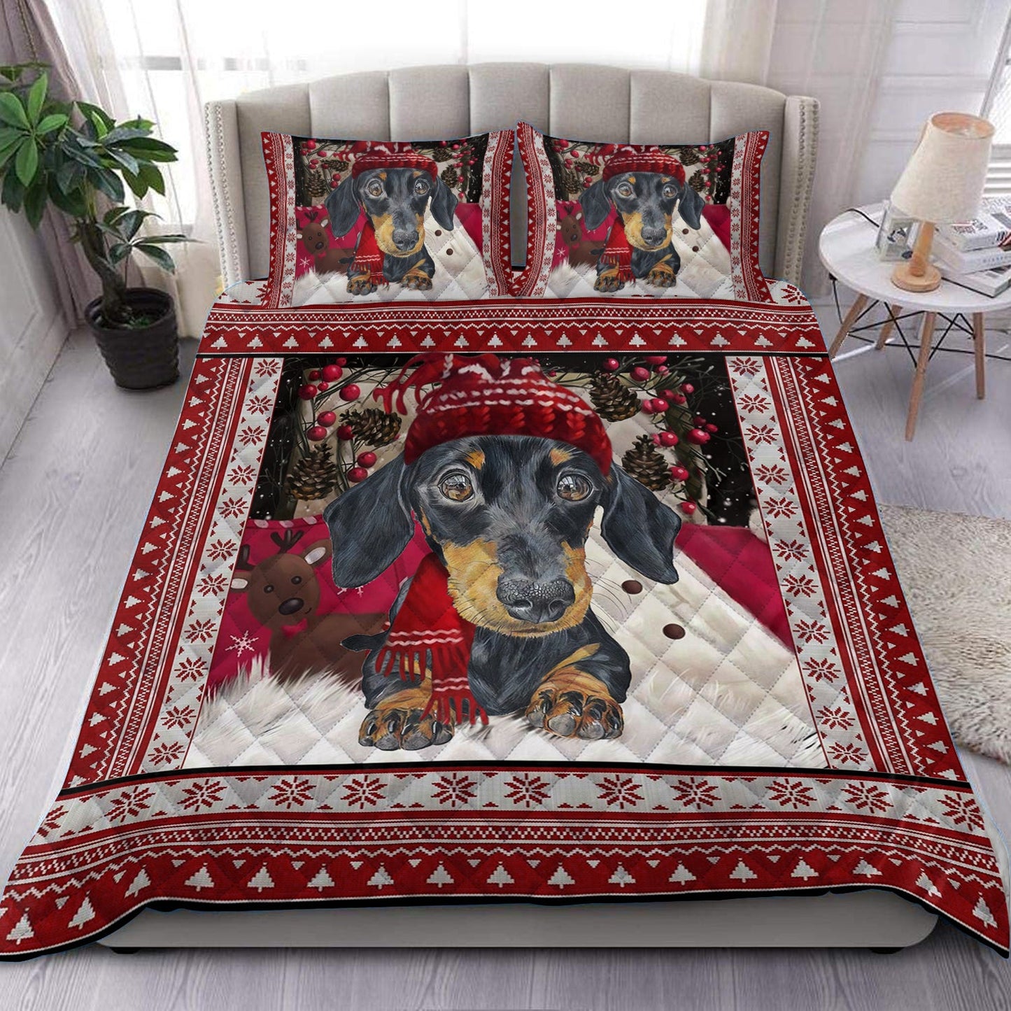 Christmas Dachshund Quilt Bedding Set HN230904T